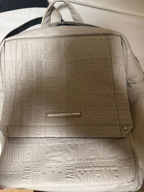 Steve Madden Embossed Cream Logo Backpack